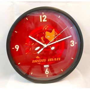 New Marvel Ironman  10" Round Wall Clock Horloge Miniso Black rim NIB